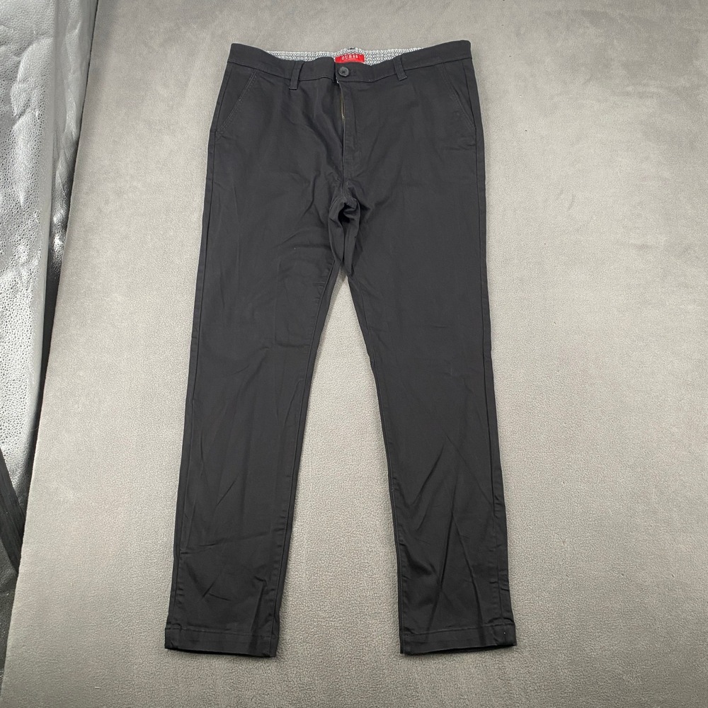 Guess Los Angeles Mens Black Slim Fit Chino Pants X3OB04R9ZR0 Size 38